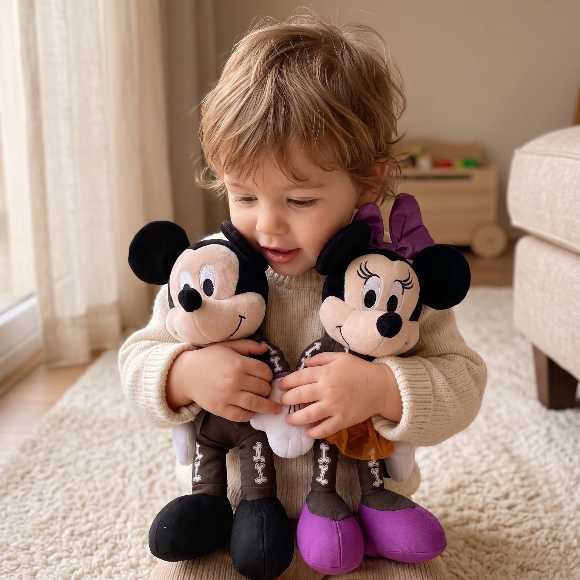 Peluche Mickey Minnie Halloween Squelette - Utilisation cosy intérieur