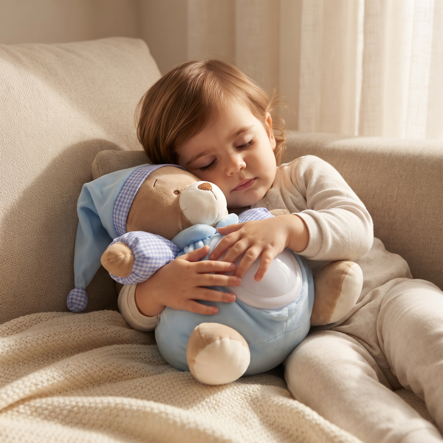 Peluche Musicale Bruit Blanc Ours 25 cm - Utilisation cosy intérieur