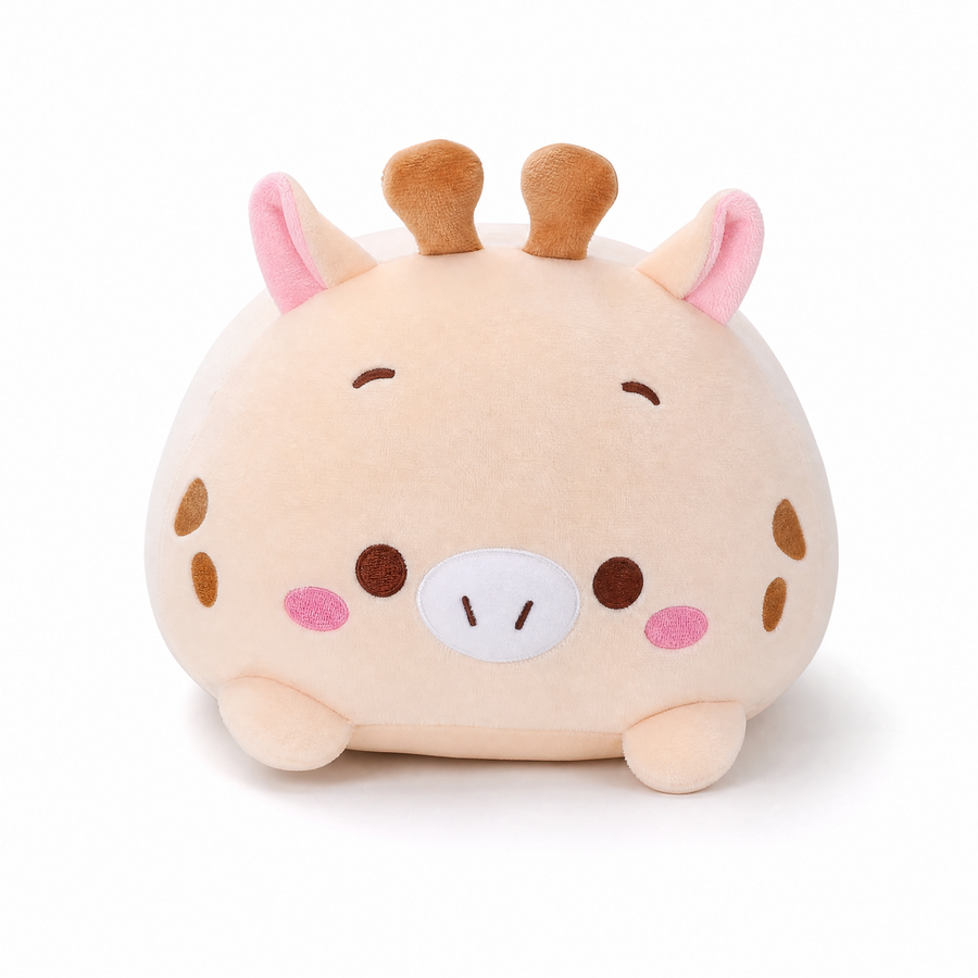 Peluche Oreiller Girafe Rose 20 cm - Fond blanc frontal
