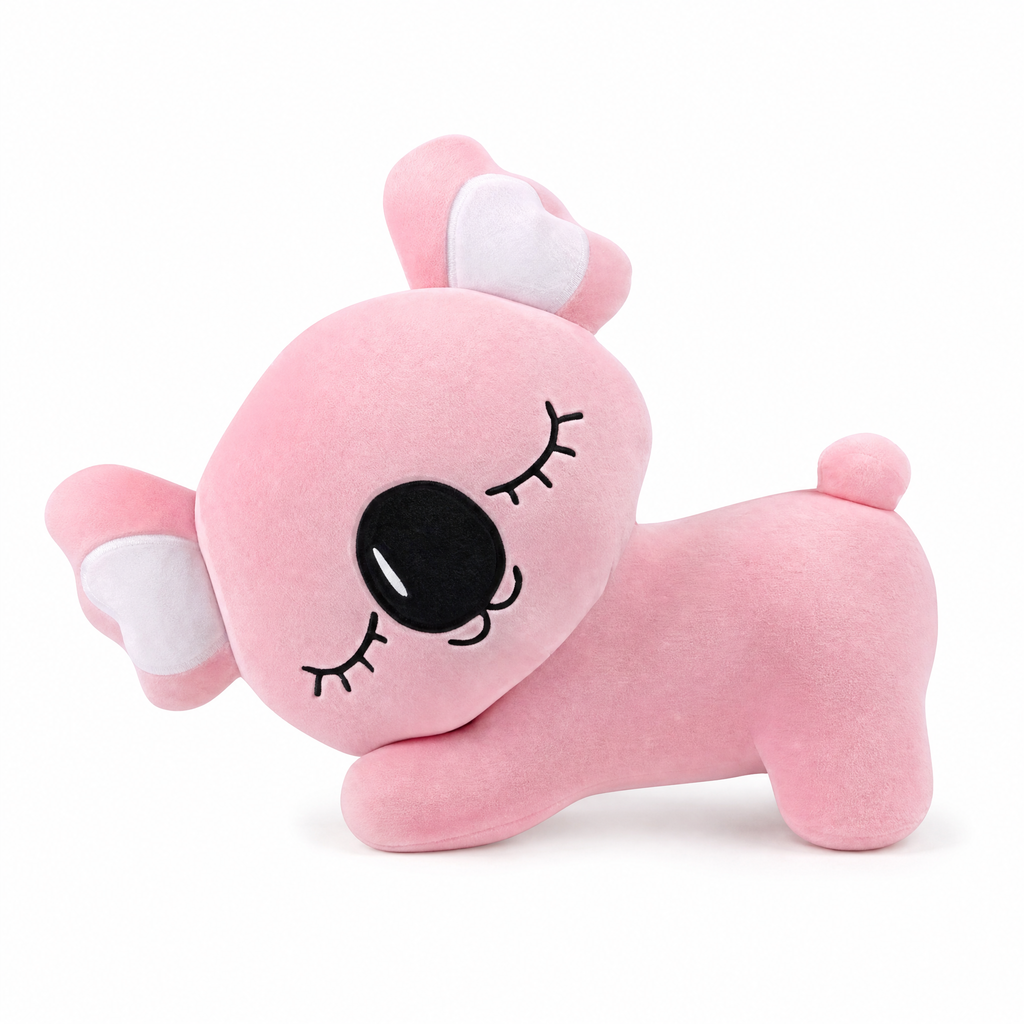 Peluche Oreiller Koala Rose Câlin Apaisant - Fond blanc frontal