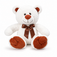 Peluche Ours Blanc avec Nœud Marron - fond blanc Frontal