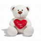 Peluche Ours Blanc Cœur I Love You 33cm - fond blanc Frontal