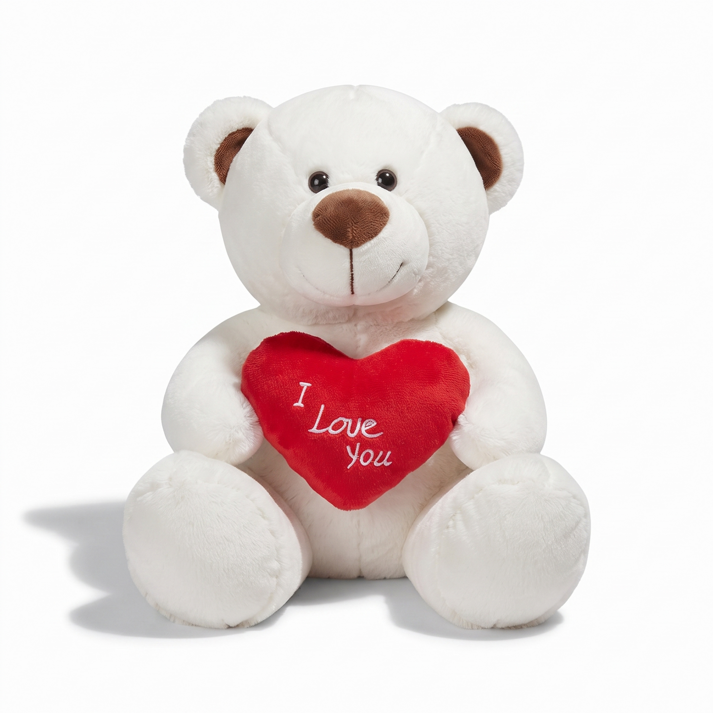 Peluche Ours Blanc Cœur I Love You 33cm - fond blanc Frontal