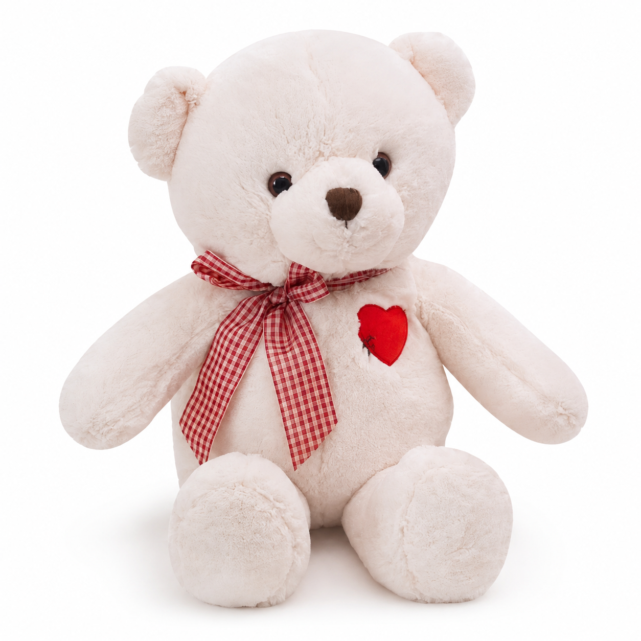 Peluche Ours Blanc Cœur Rouge - 35cm · 50-cm