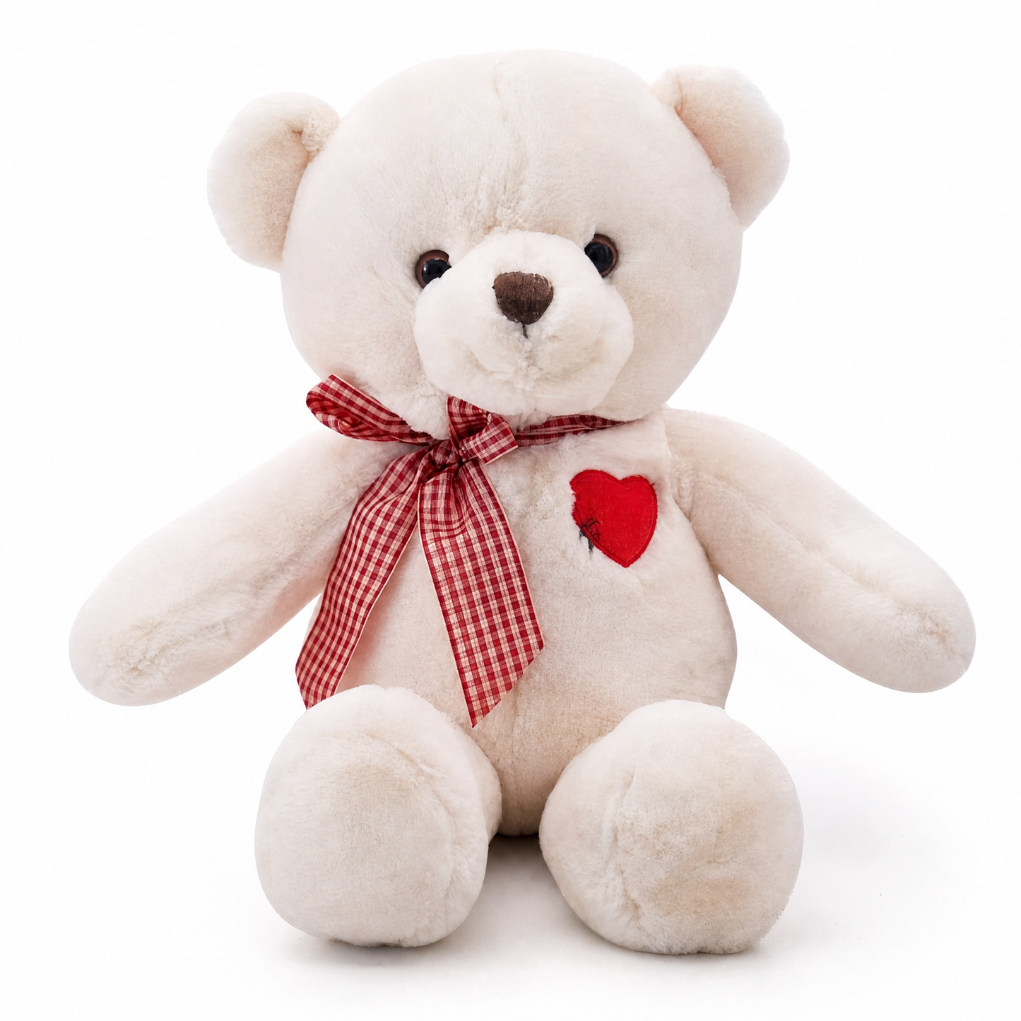 Peluche Ours Blanc Cœur Rouge - fond blanc Frontal