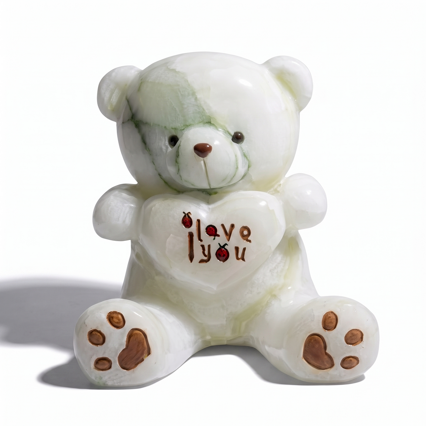 Peluche Ours Blanc I Love You - fond blanc Frontal