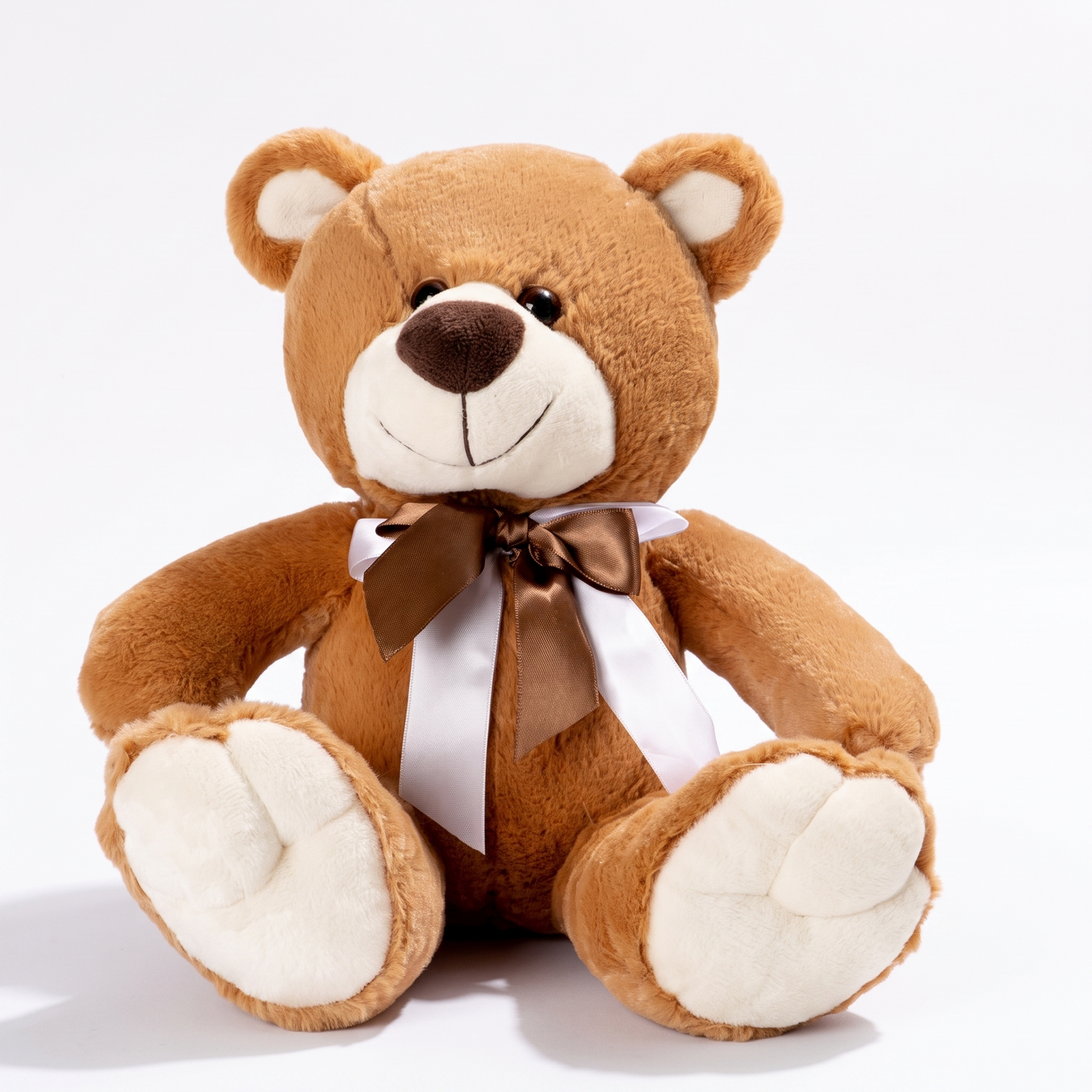 Peluche Ours Brun avec Nœud Satin - fond blanc Frontal