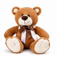 Peluche Ours Brun avec Nœud Satin - fond blanc Frontal
