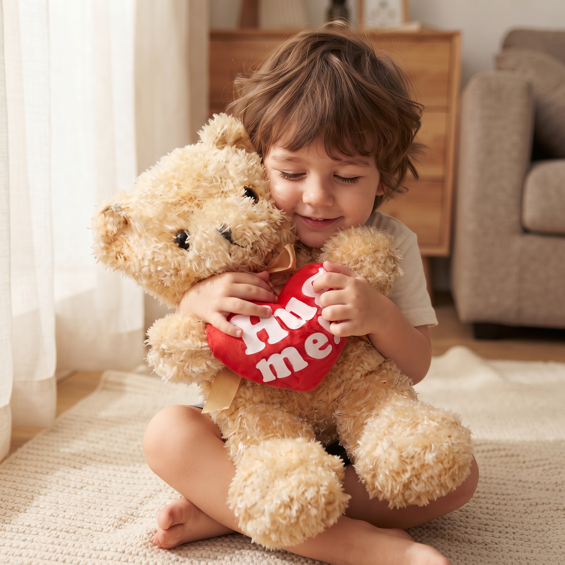Peluche Ours Câlin avec Cœur Hug Me - Utilisation cosy intérieur