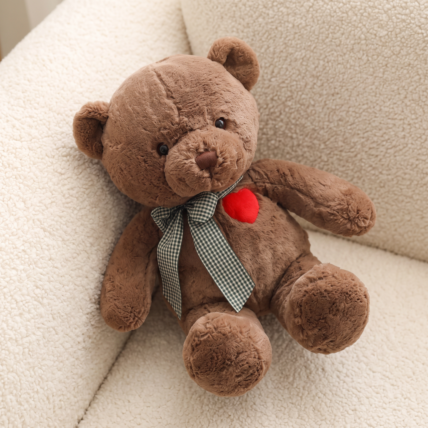 Peluche Ours Cœur Brun - Detail matière