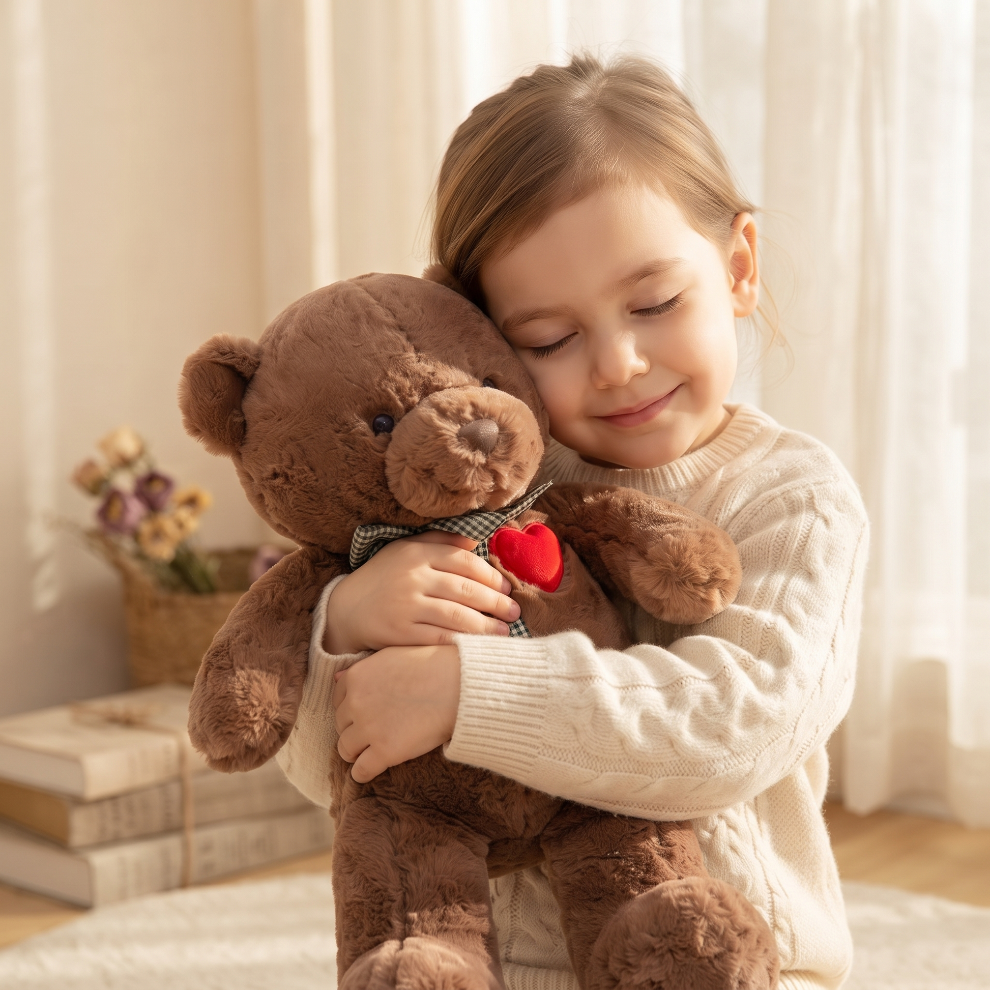 Peluche Ours Cœur Brun - Utilisation cosy intérieur