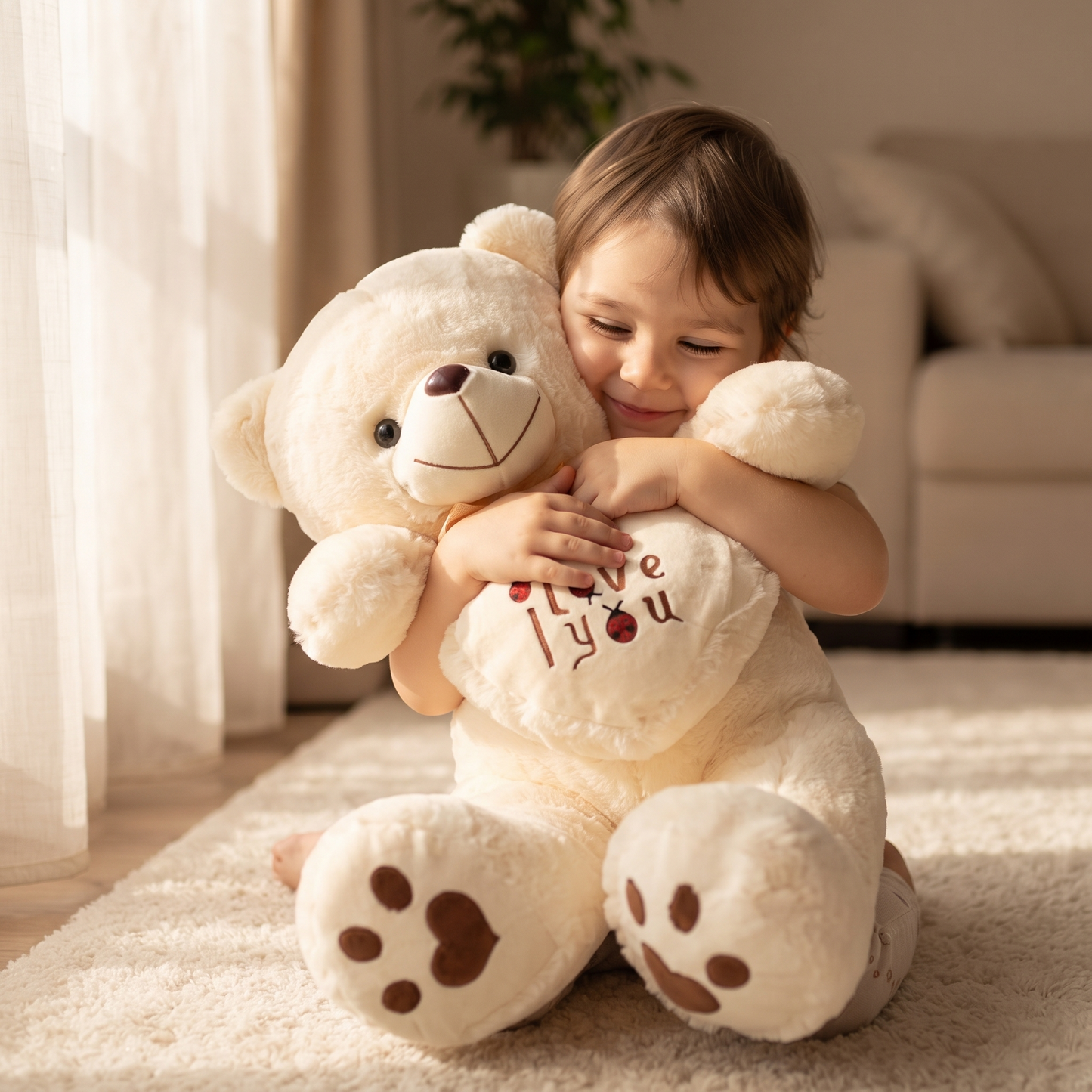 Peluche Ours Cœur I Love You 50-70cm - Utilisation cosy intérieur
