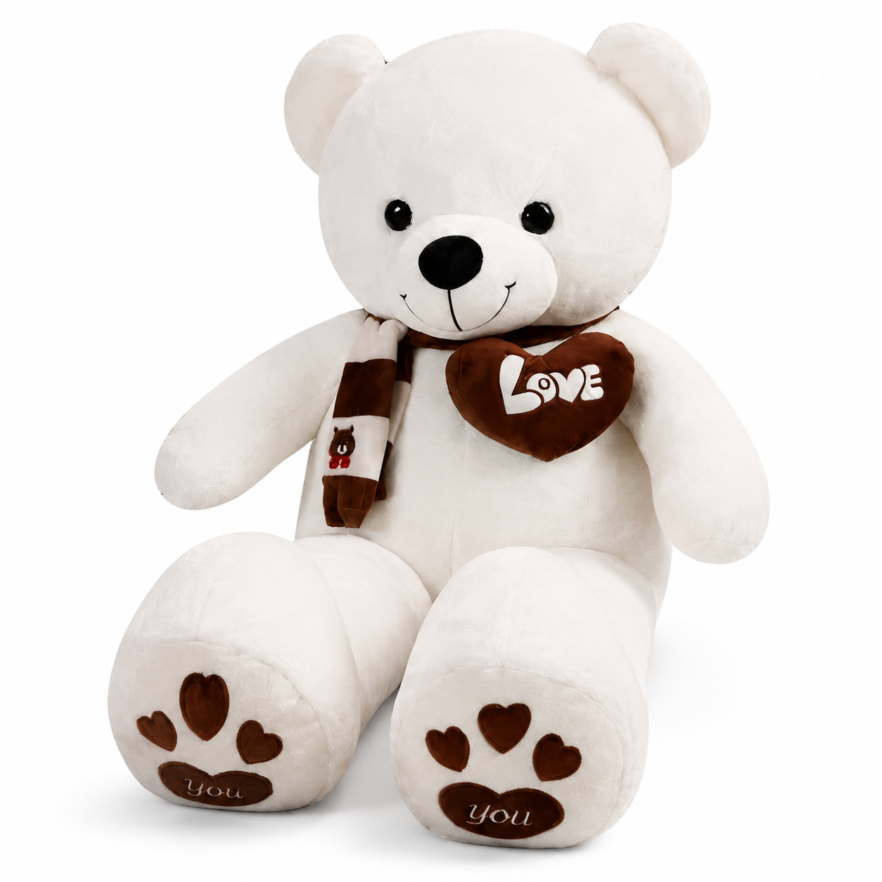 Peluche Ours Géant Blanc Cœur Love - 100cm · 80cm
