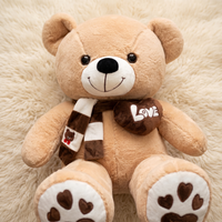 Peluche Ours Géante Beige Cœur Love - Detail matière