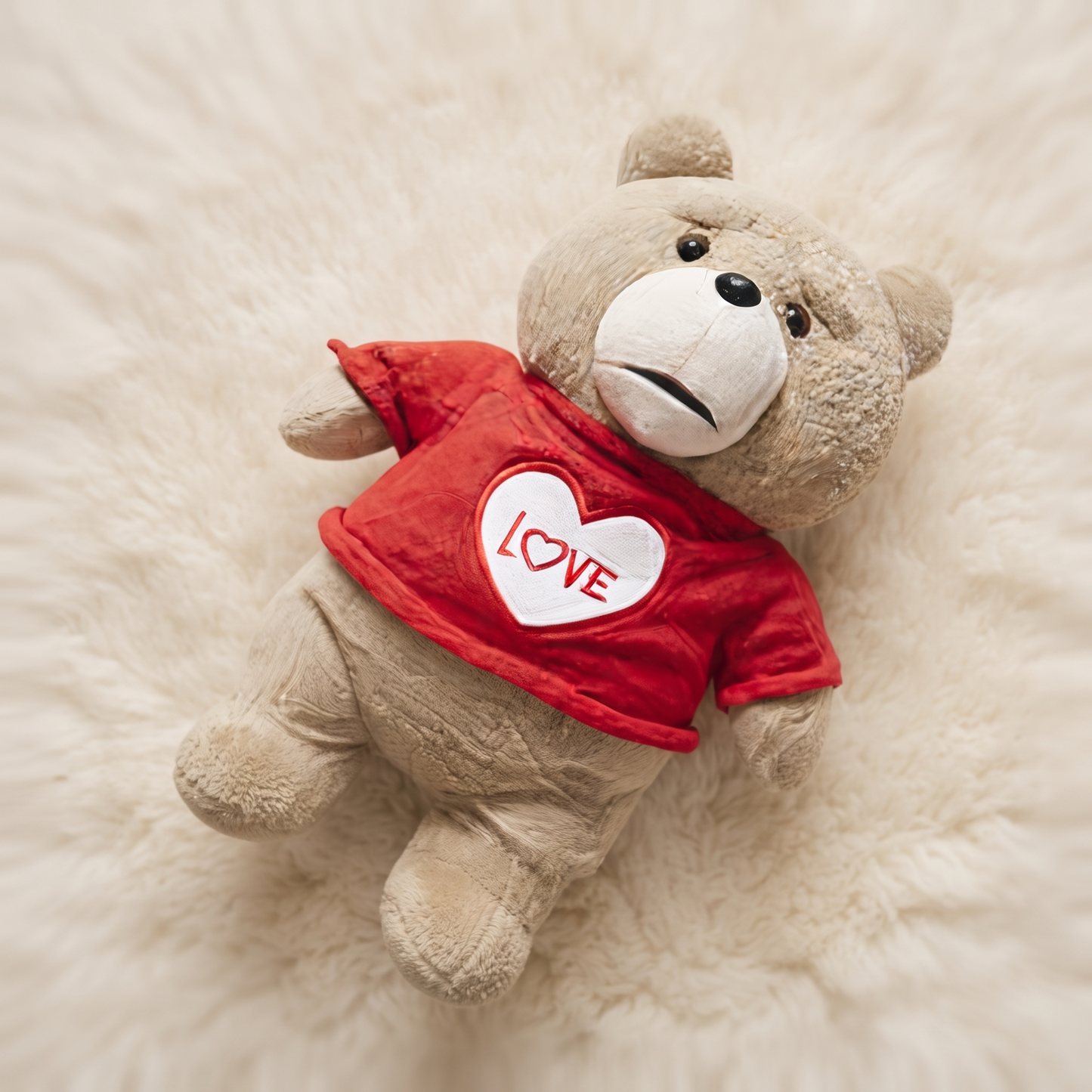 Peluche Ours Saint-Valentin Love Rouge - Detail matière