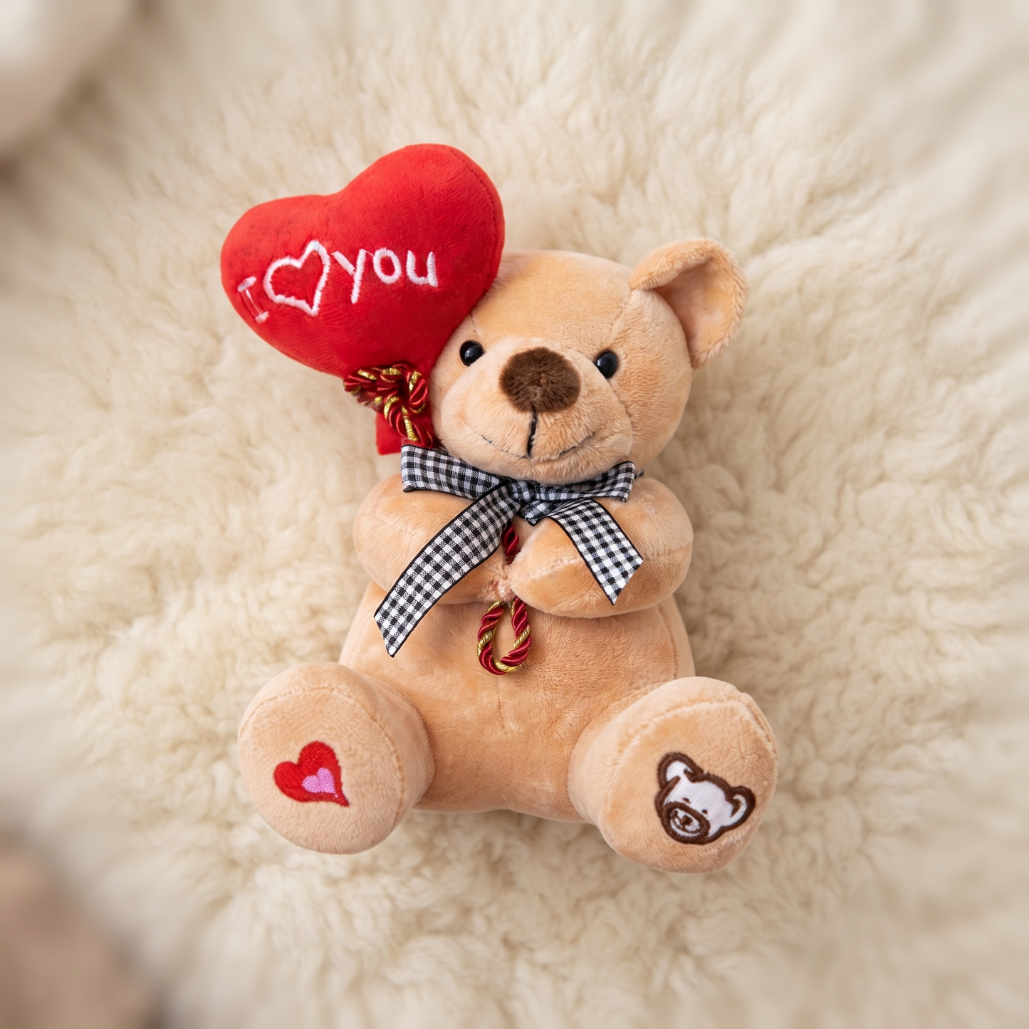 Peluche Ourson Amour Ballon Cœur I Love You - Detail matière