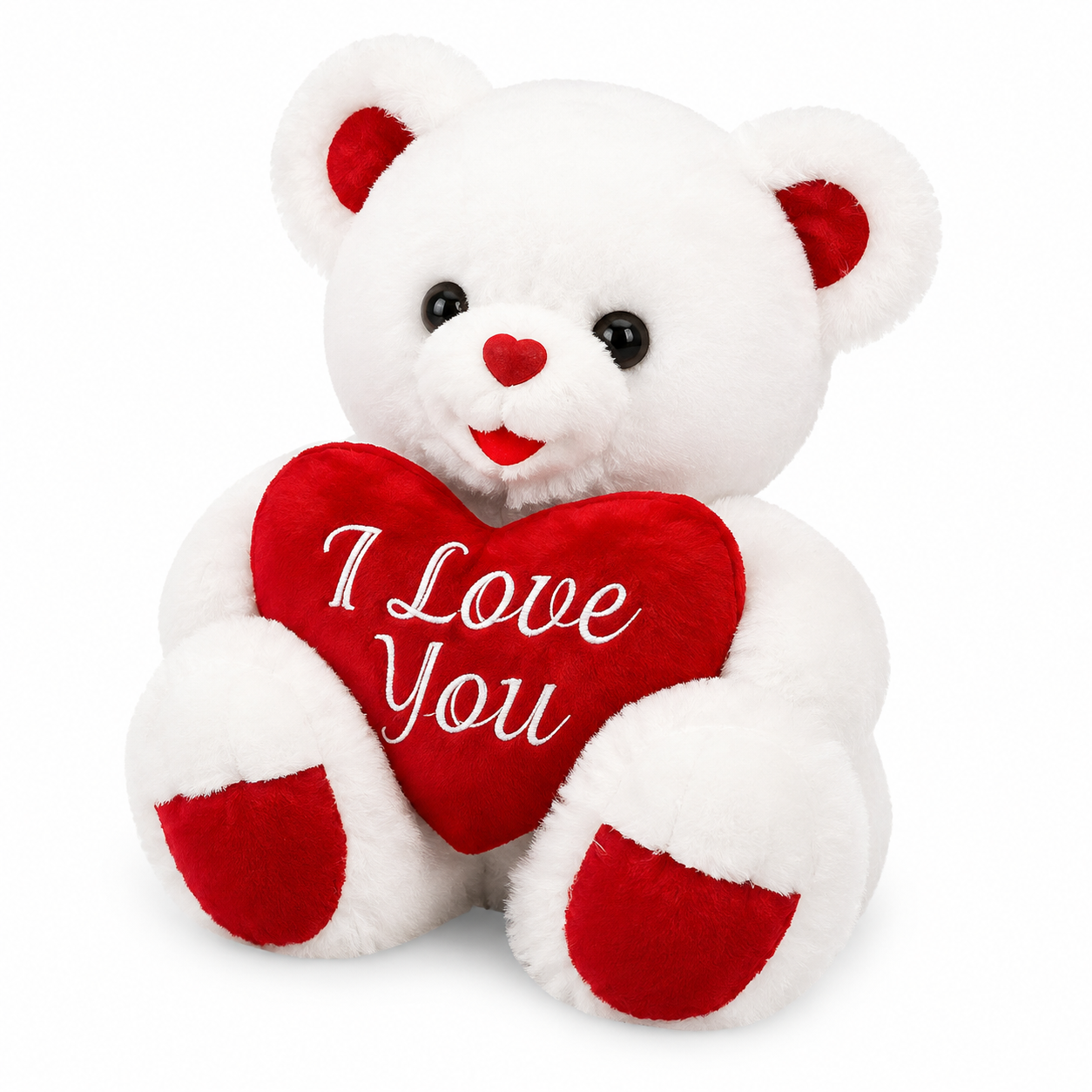 Peluche Ourson Cœur I Love You Blanc et Rouge - 40cm · 50-cm · 60cm