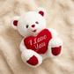 Peluche Ourson Cœur I Love You Blanc et Rouge - Detail matière