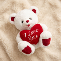 Peluche Ourson Cœur I Love You Blanc et Rouge - Detail matière