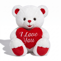 Peluche Ourson Cœur I Love You Blanc et Rouge - fond blanc Frontal