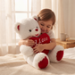 Peluche Ourson Cœur I Love You Blanc et Rouge - Utilisation cosy intérieur