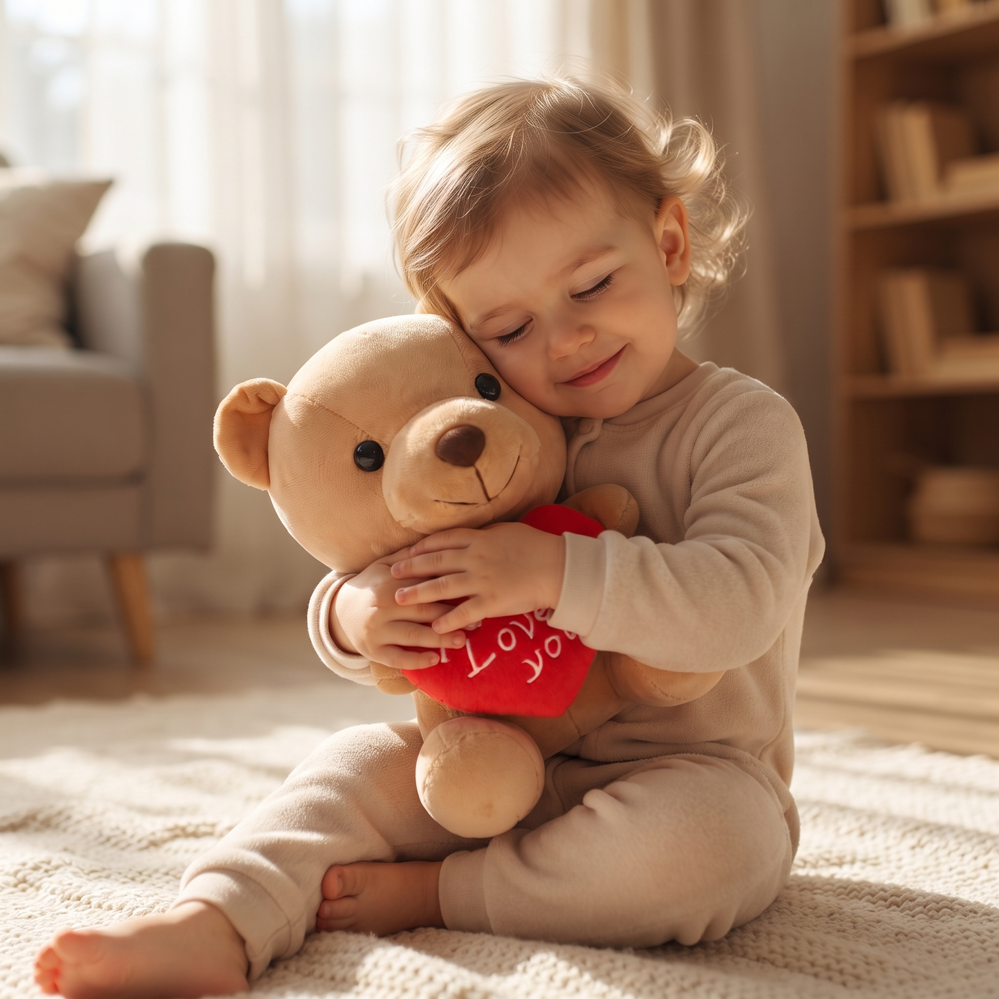 Peluche Ourson Cœur I Love You - Utilisation cosy intérieur