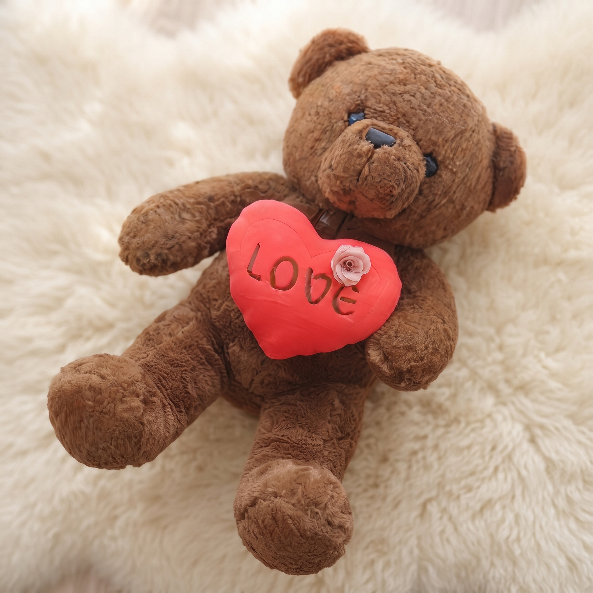 Peluche Ourson Saint-Valentin avec Cœur Love - Detail matière