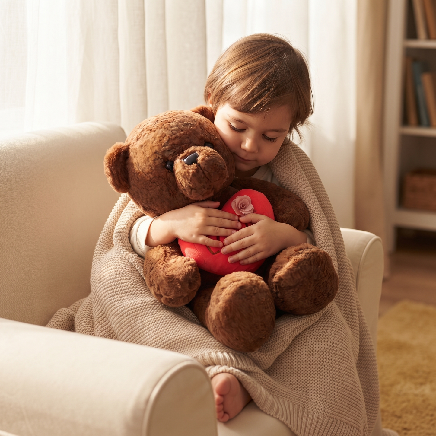 Peluche Ourson Saint-Valentin avec Cœur Love - Utilisation cosy intérieur