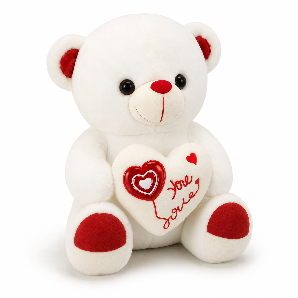 Peluche Ourson Saint Valentin Blanc avec Cœur Love - 40cm · 50-cm · 60cm