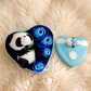 Peluche Panda Coffret Cœur Bleu Saint-Valentin - Detail matière