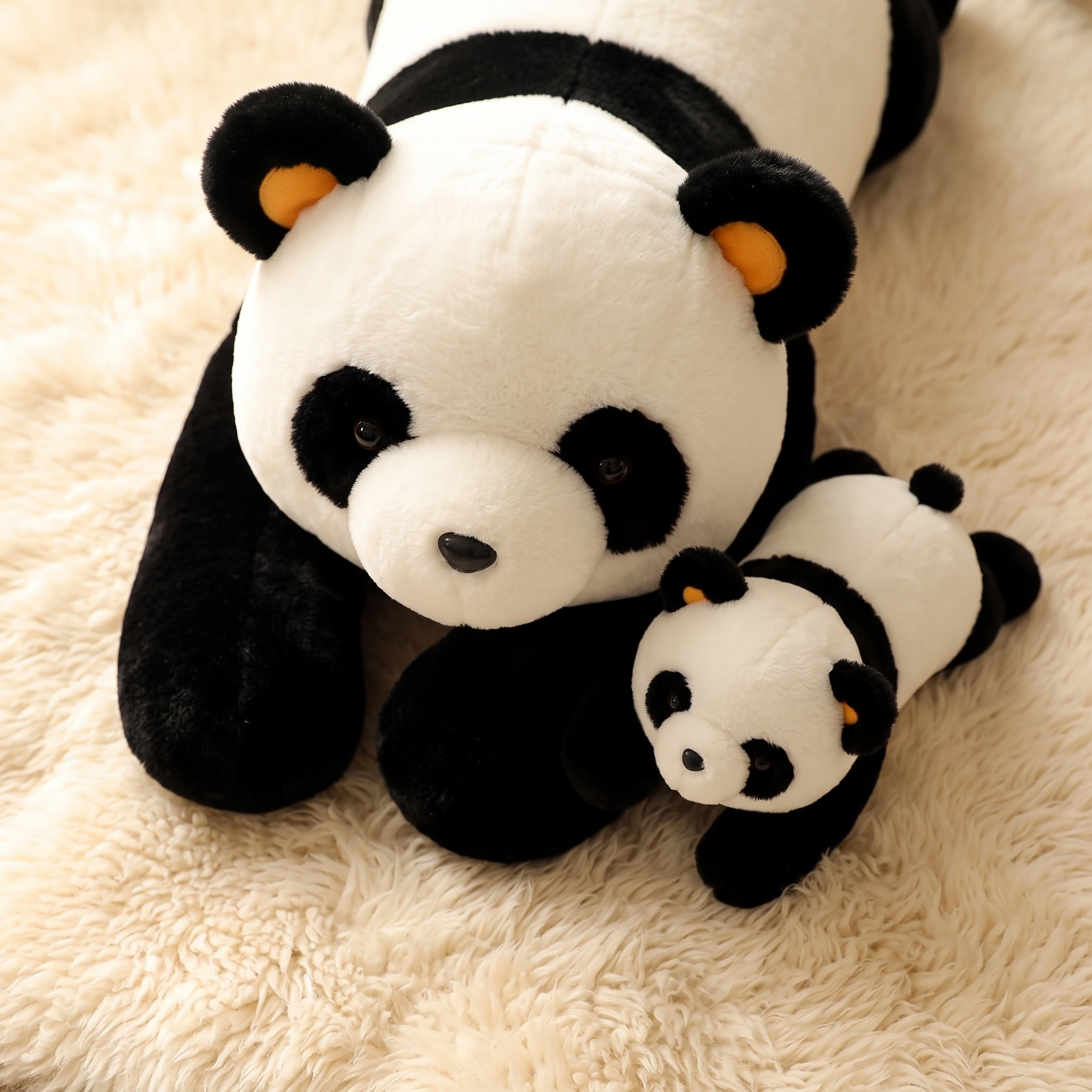 Peluche Panda Géante Lestée Noir et Blanc - Détail matière