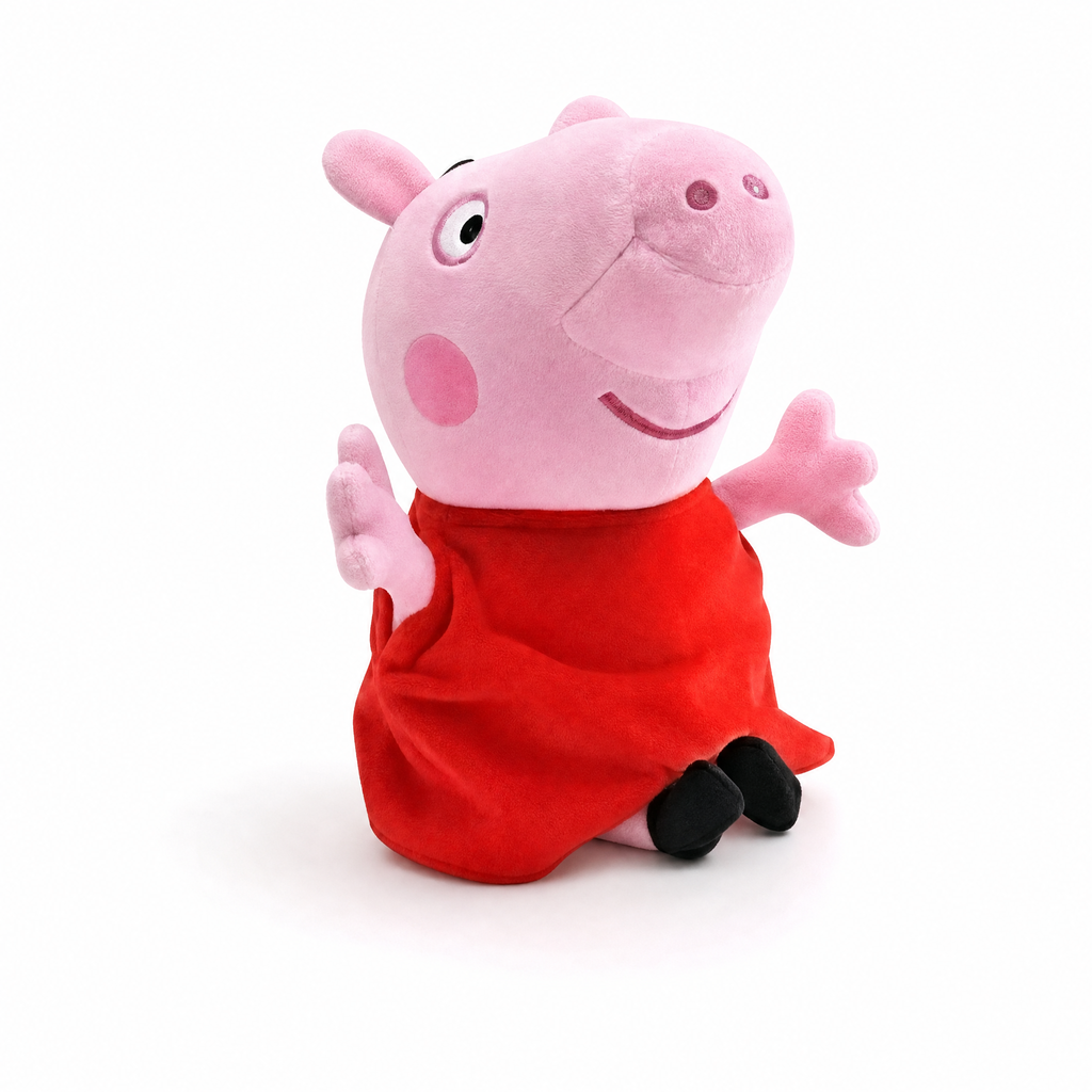 Peluche Peppa Pig 19 cm Robe Rouge - Fond blanc frontal
