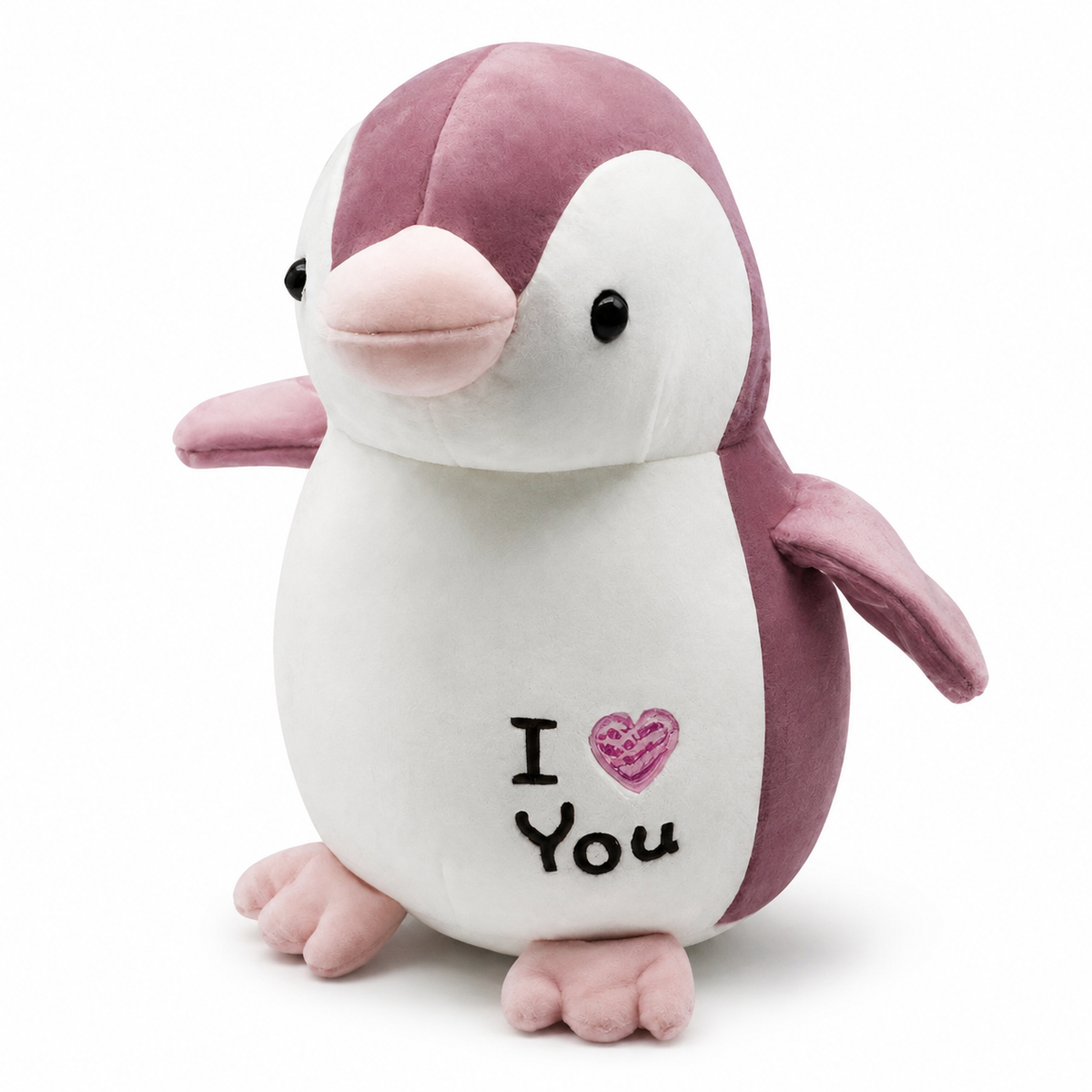Peluche Pingouin I Love You - Rose