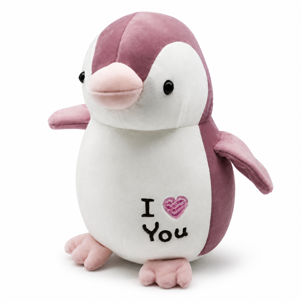 Peluche Pingouin I Love You - Rose