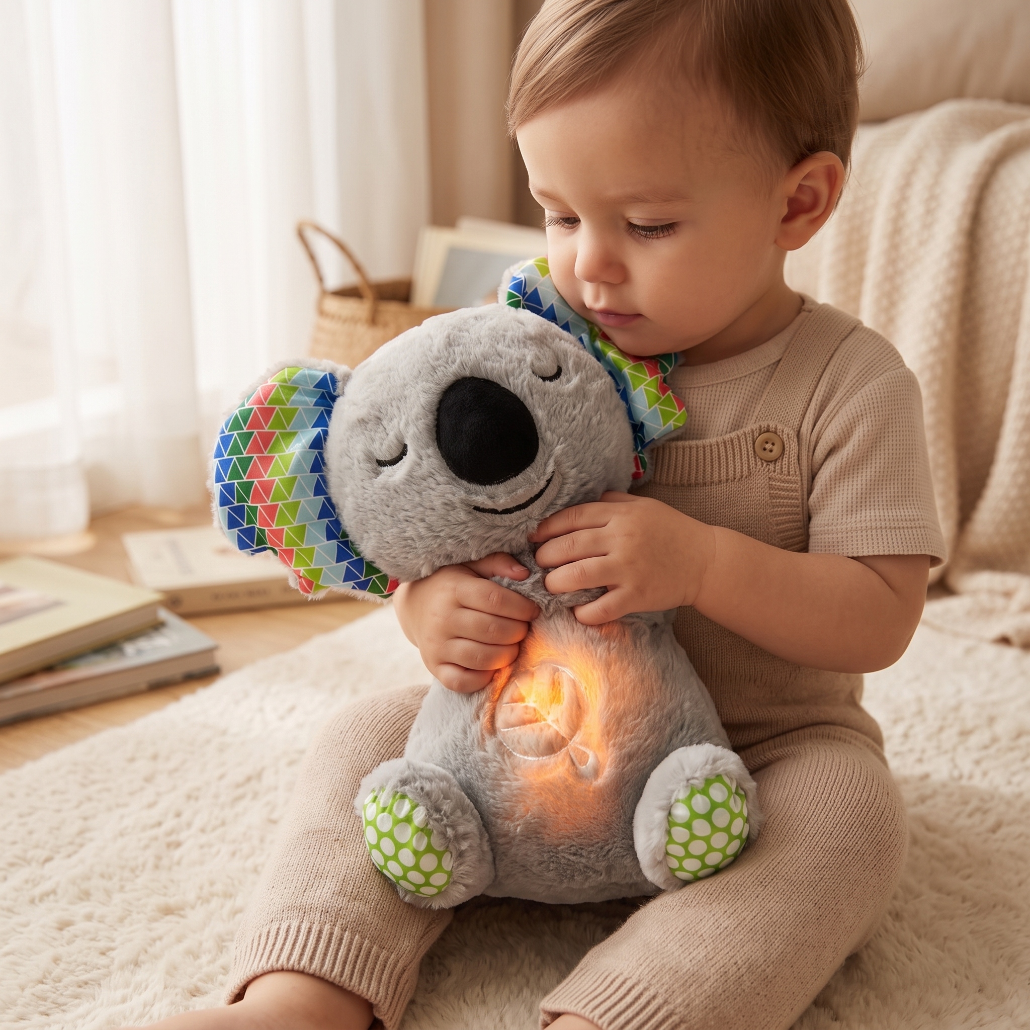 Peluche qui Respire Koala Gris avec Fonction Apaisante - Utilisation cosy intérieur