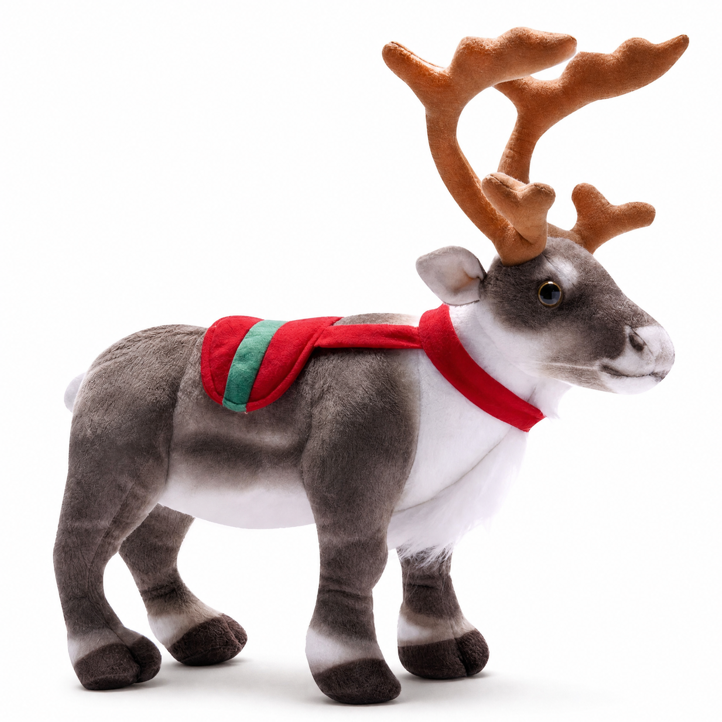 Peluche Renne de Noël à Écharpe Festive - Fond blanc frontal