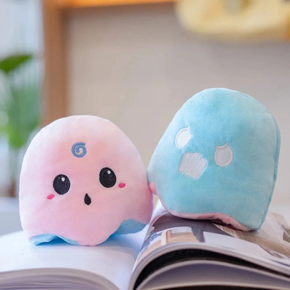 Peluche Fantôme Réversible Duo Halloween Blanc et Noir