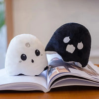 Peluche Fantôme Réversible Duo Halloween Blanc et Noir