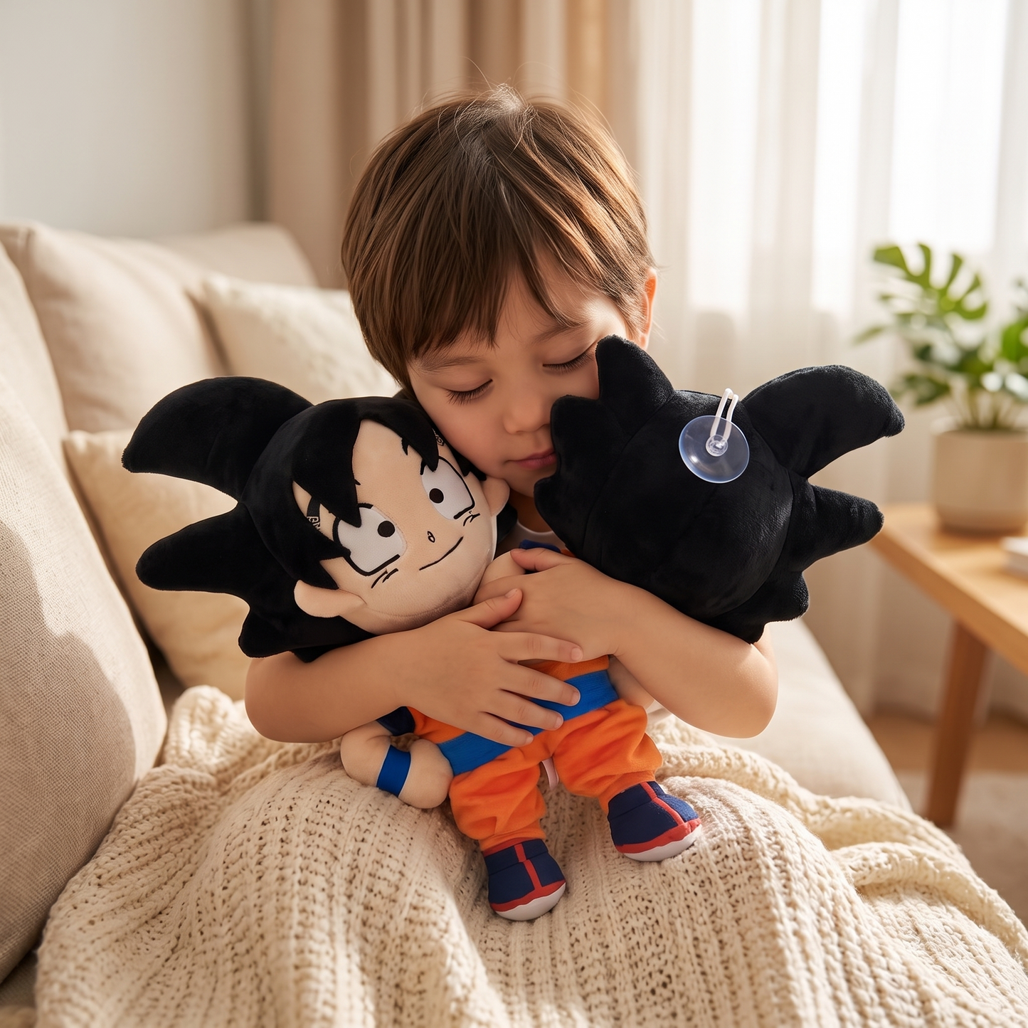 Peluche Son Goku Dragon Ball avec Ventouse - Utilisation cosy intérieur