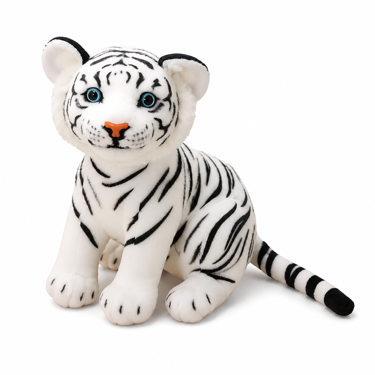 Peluche Tigre Bébé Réaliste 23cm - Blanc