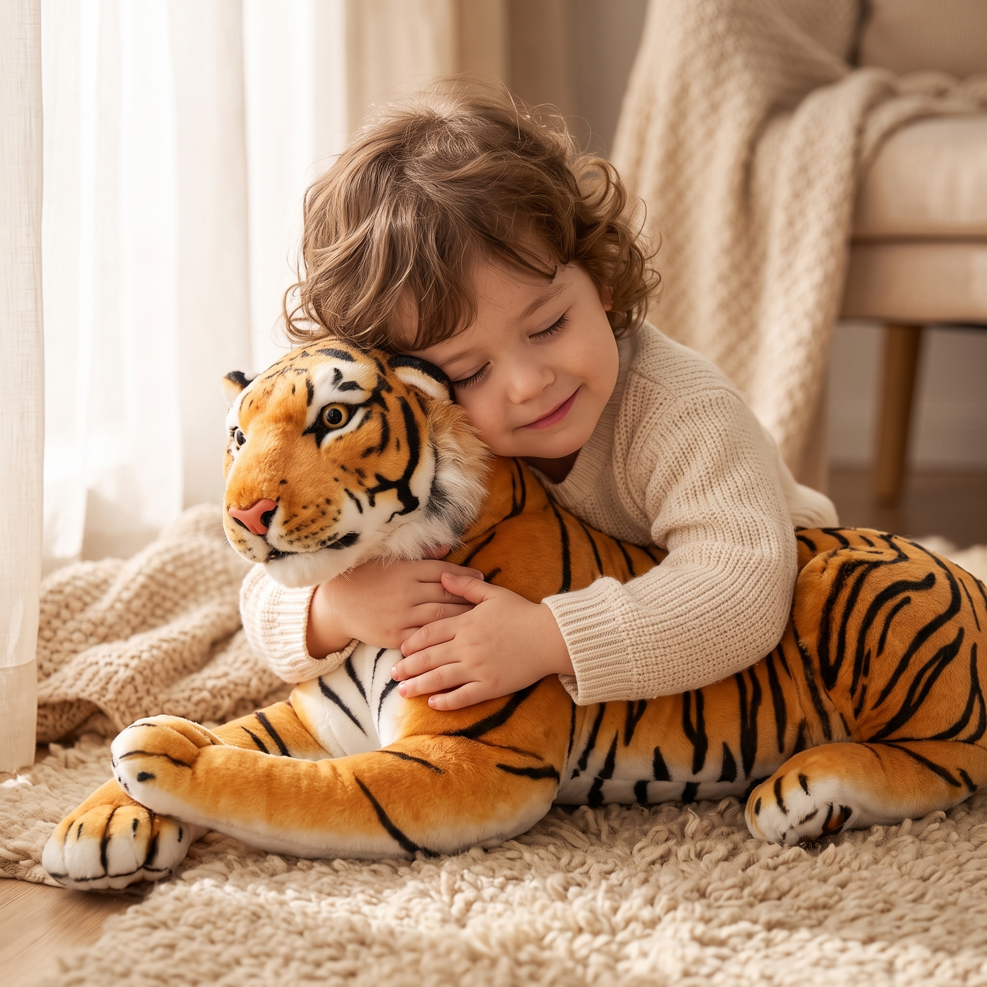 Peluche Tigre Oreiller Géante Confortable - Utilisation cosy intérieur