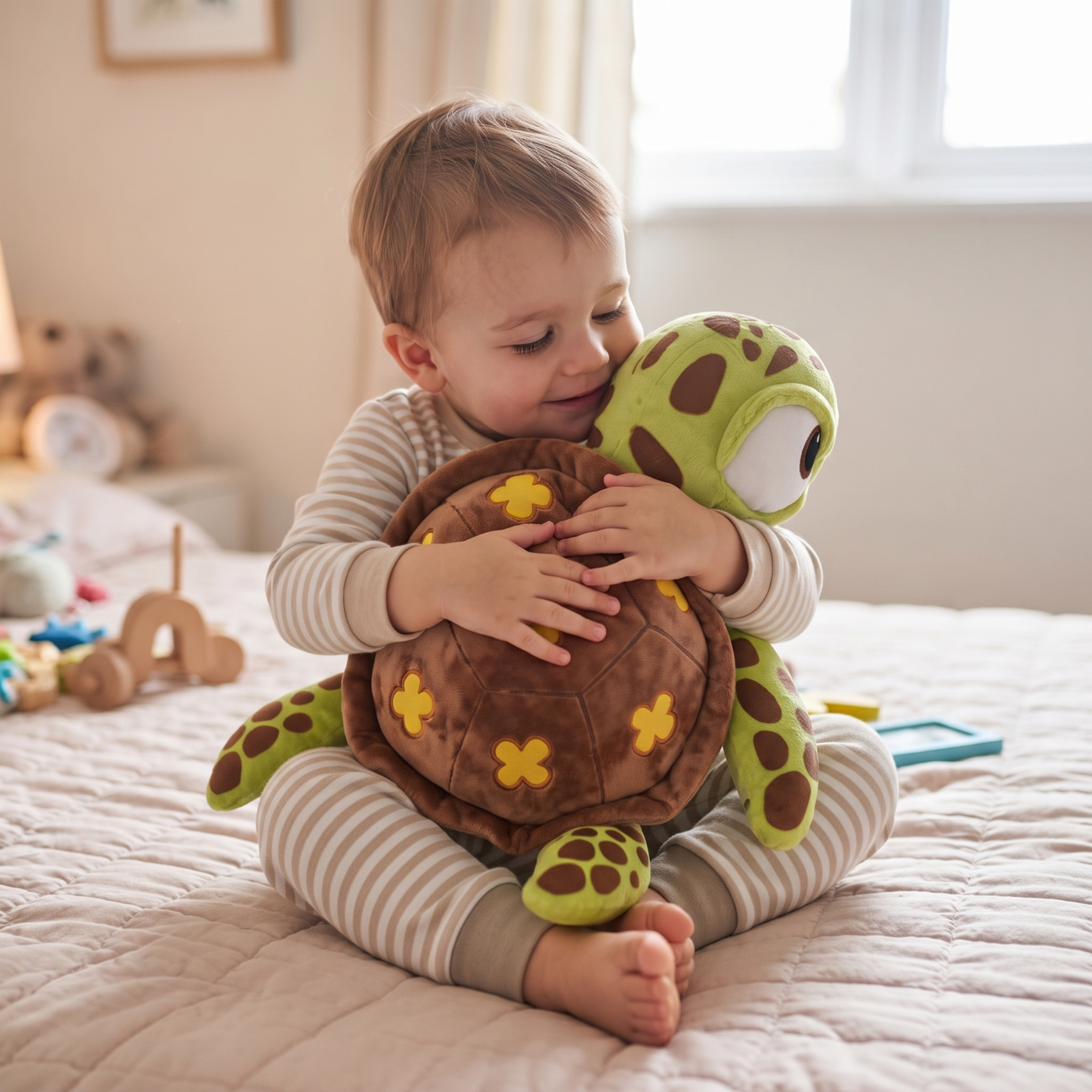 Peluche Tortue Marine Squiz aux Grands Yeux - Utilisation cosy intérieur