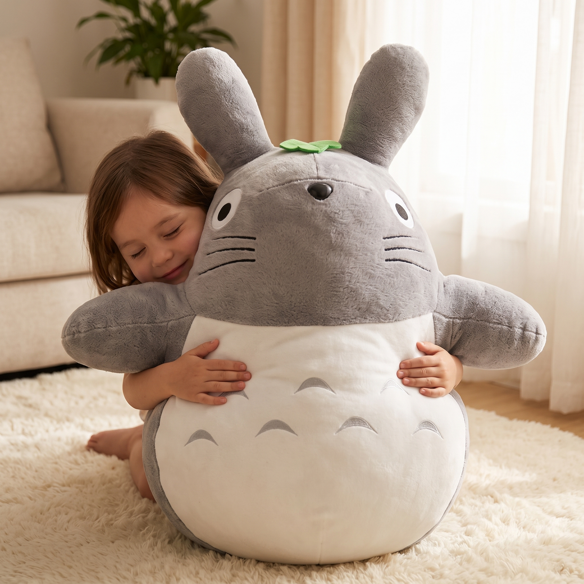 Peluche Totoro Géante Douce 60-100cm - Utilisation cosy intérieur