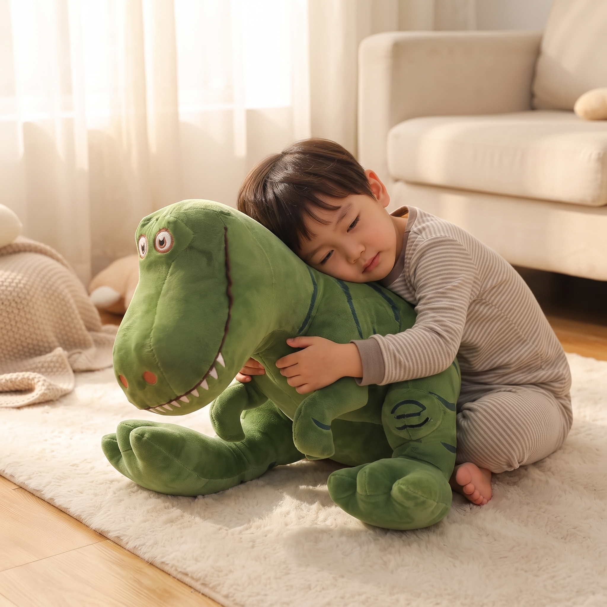 Peluche Tyrannosaure Verte T-Rex Adorable - Utilisation cosy intérieur