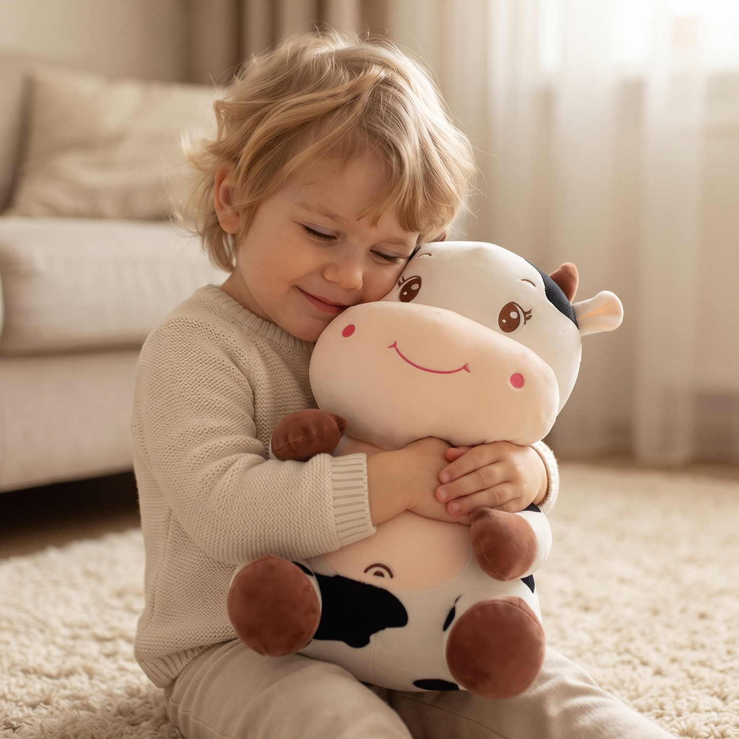 Peluche Vache Bébé 25cm - Utilisation cosy intérieur