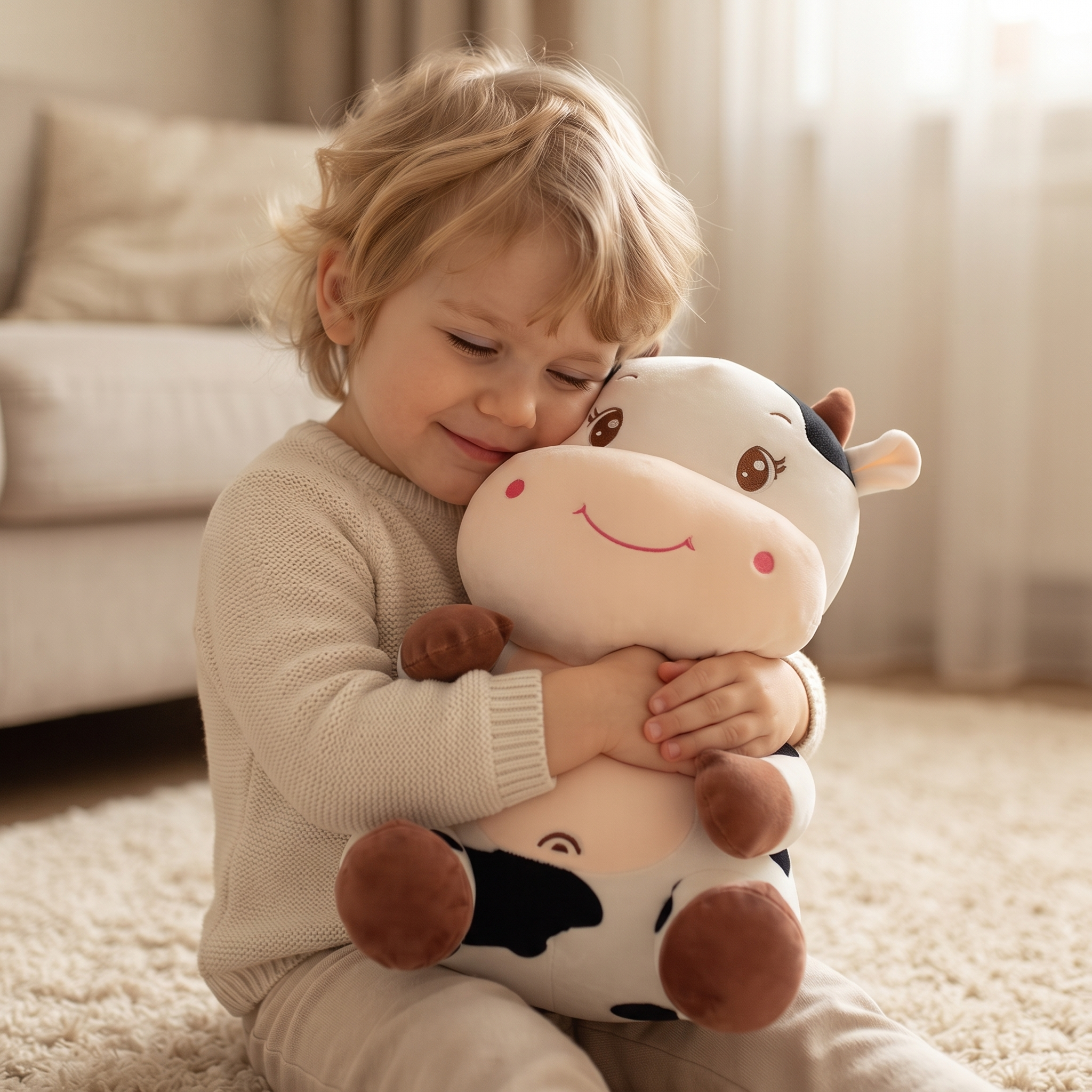 Peluche Vache Bébé 25cm - Utilisation cosy intérieur