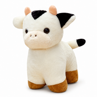 Peluche Vache Bébé Blanc et Noir - fond blanc Angle