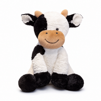 Peluche Vache Douce Noir et Blanc - fond blanc Frontal