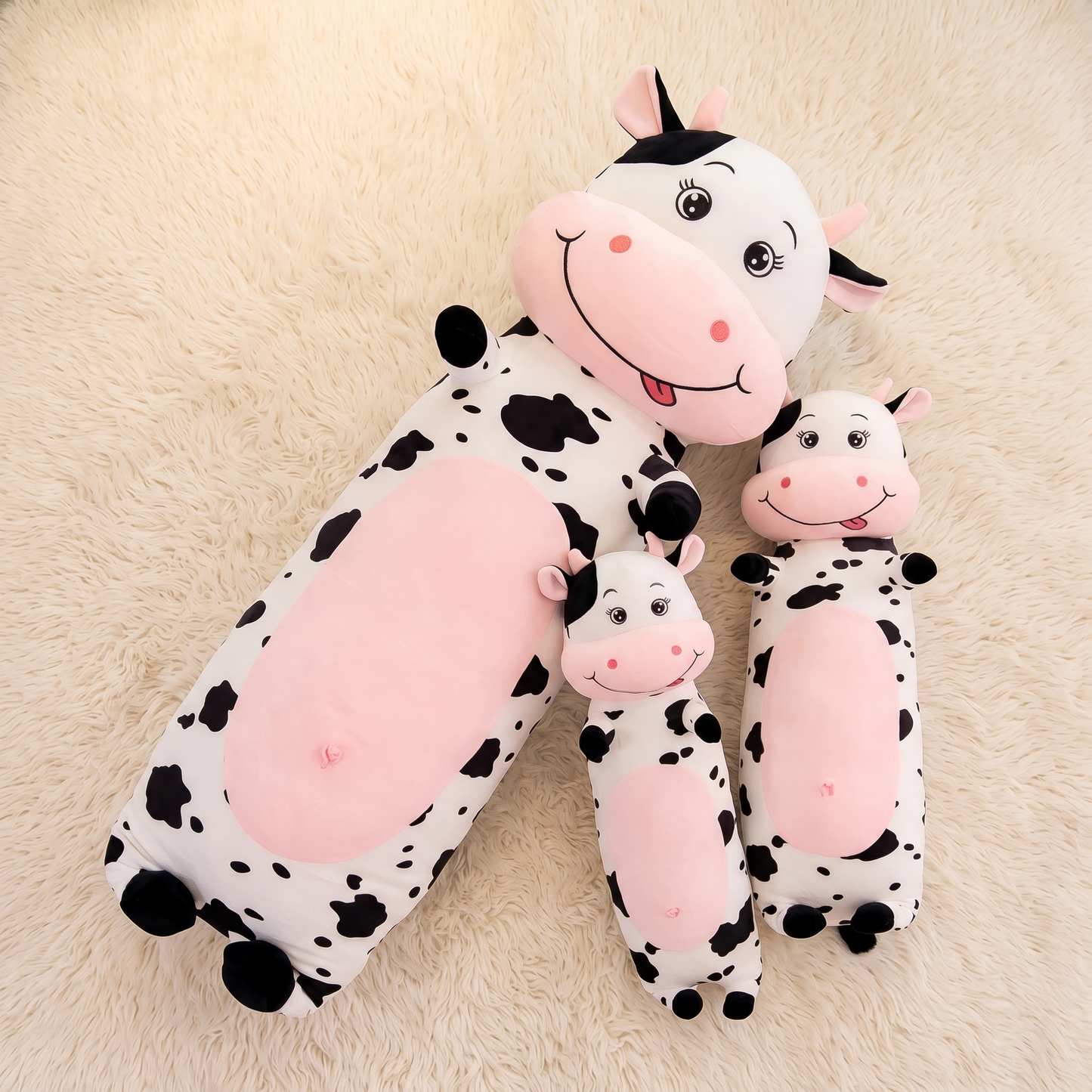 Peluche Vache Géante Tachetée 70-100cm - Détail matière