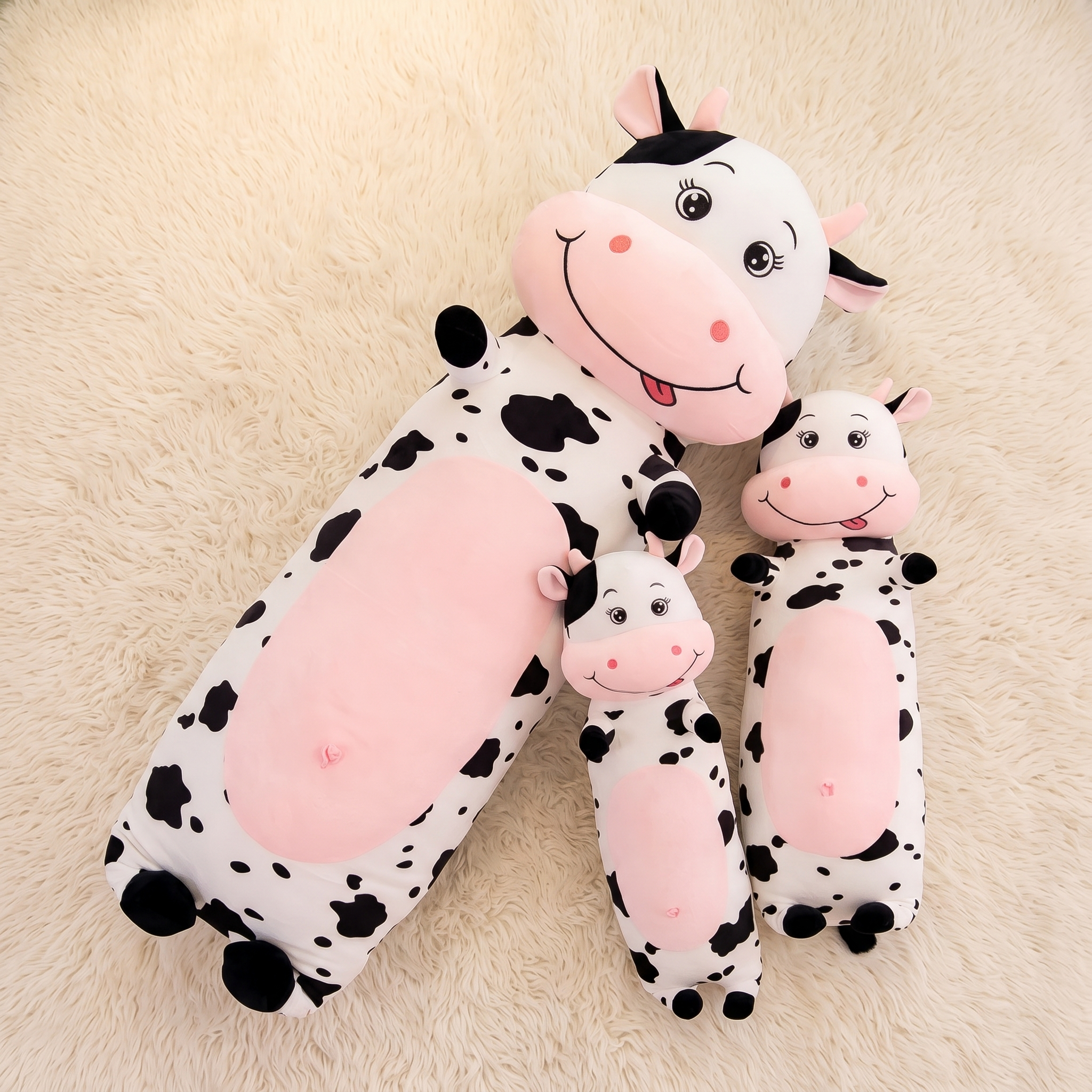 Peluche Vache Géante Tachetée 70-100cm - Détail matière